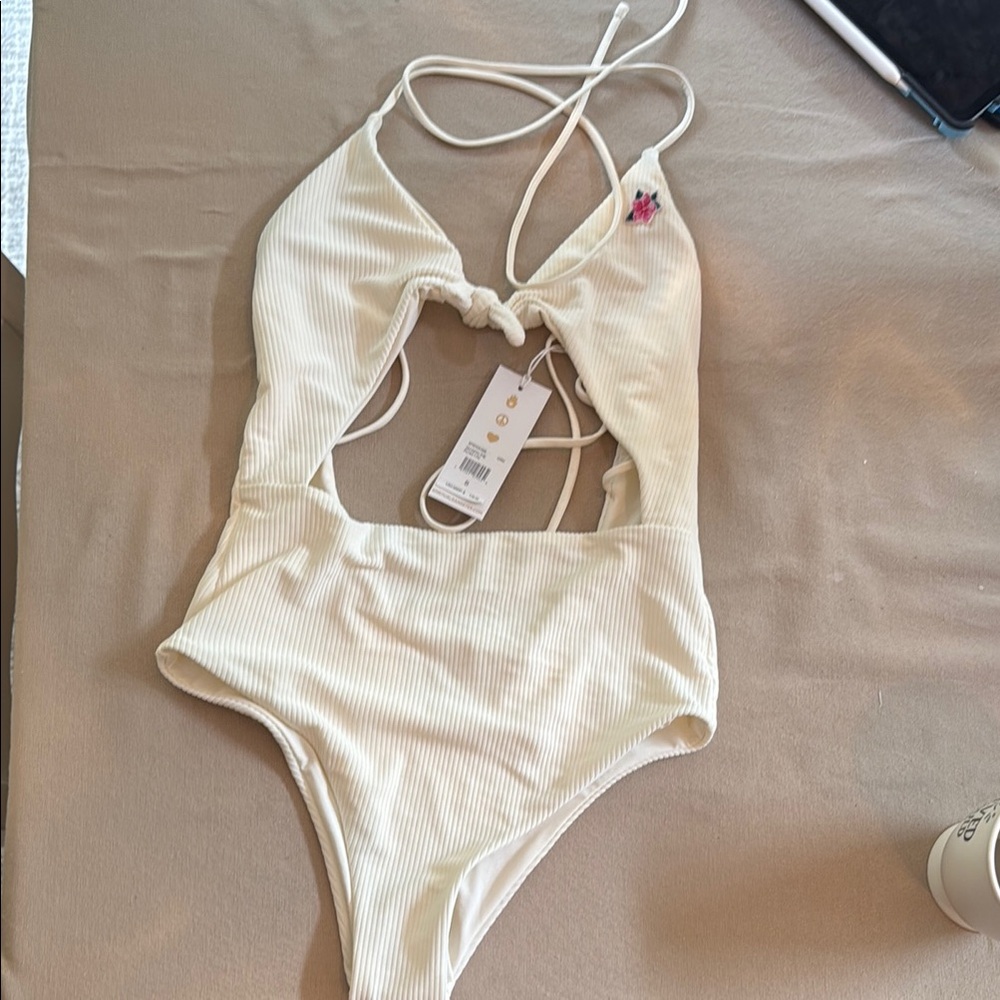 Spiritual Gangster Cream One Piece Swimsuit